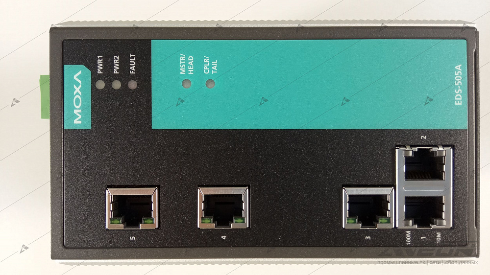 Фотообзор коммутатора Ethernet 5 портов MOXA EDS-505A-T от АВЕОН