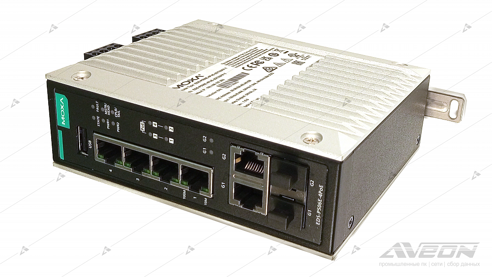 Фотообзор PoE-коммутатора MOXA серии EDS-P506E-4PoE от АВЕОН