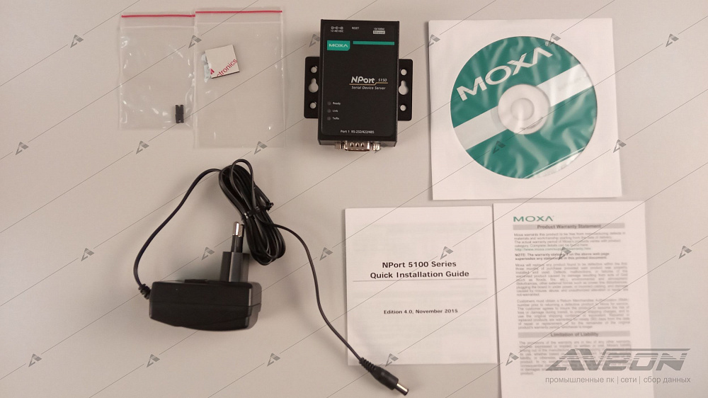 Фотообзор 1-портового сервера RS-232/422/485 в Ethernet MOXA NPort 5150 от АВЕОН