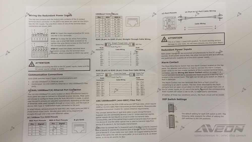 Фотообзор промышленного 8-портового неуправляемого коммутатора MOXA EDS-G308-T от АВЕОН