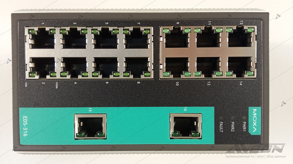 Фотообзор 16-портового неуправляемого коммутатора MOXA EDS-316 от АВЕОН