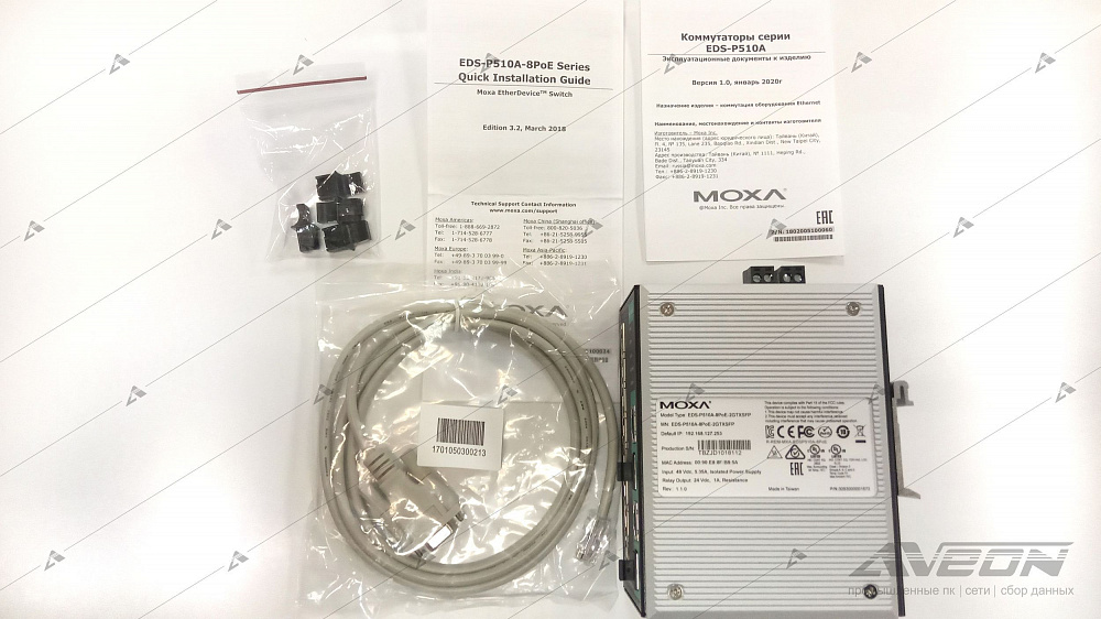 Фотообзор коммутатора Ethernet 10 портов MOXA EDS-P510A-8PoE-2GTXSFP от АВЕОН