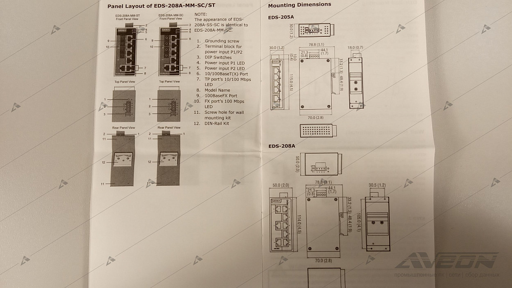 Фотообзор 8-портового неуправляемого коммутатора MOXA EDS-208A от АВЕОН