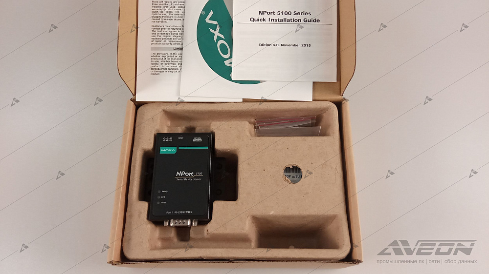 Фотообзор 1-портового сервера RS-232/422/485 в Ethernet MOXA NPort 5150 от АВЕОН
