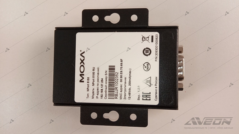 Фотообзор 1-портового сервера RS-232/422/485 в Ethernet MOXA NPort 5150 от АВЕОН