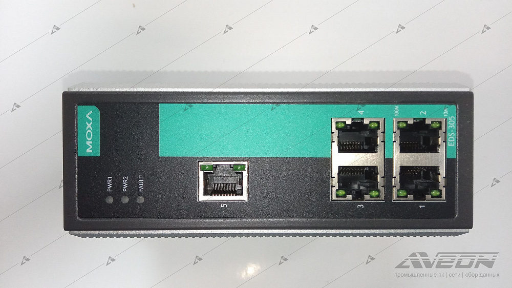 Фотообзор промышленного 5-портовый неуправляемый коммутатор 10/100 BaseT Ethernet MOXA EDS-305 от АВЕОН