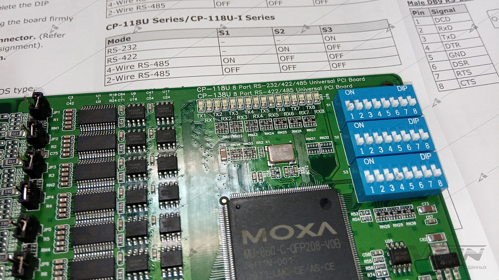 Фотообзор 8-портовой платы RS-232/422/485 MOXA CP-118U от АВЕОН