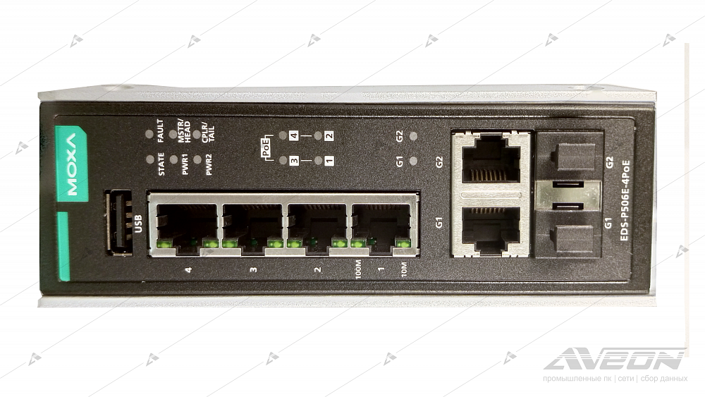 Фотообзор PoE-коммутатора MOXA серии EDS-P506E-4PoE от АВЕОН