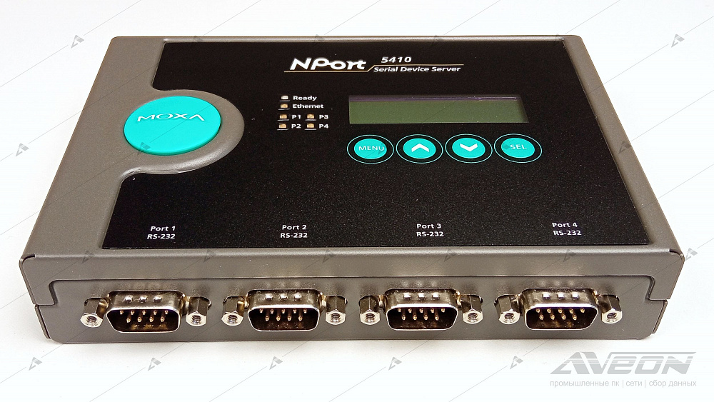 Фотообзор 4-портового сервера устройств RS-232 в Ethernet MOXA NPort 5410 от АВЕОН